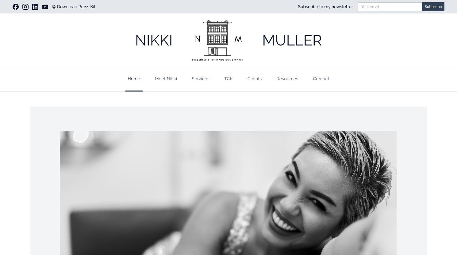 Screenshot of Nikki Muller website